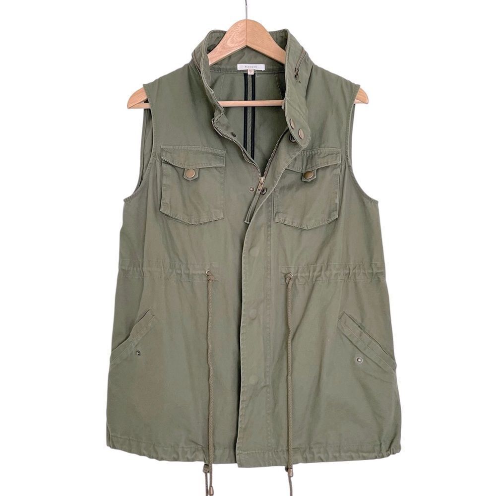 Pleione Army Green Zip Front Vest